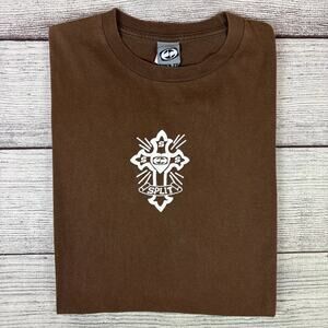 Vintage Split Skateboards Brown Graphic Cross Skate T-shirt